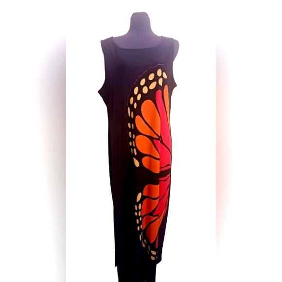 Nikki Poulos Dresses & Skirts - Black & Orange Floral Maxi Dress by Nikki Poulos Size 1X